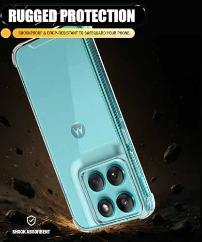 Image of WOW IMAGINE Ultra-Hybrid Crystal Clear Back Case for Motorola Moto Edge 60 Fusion | Shockproof Design | Camera Protection Bump | Hard Clear Mobile Back Cover with Cushioned Edges - Transparent