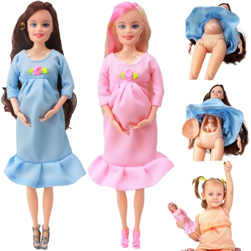 HDBHSBE 2pcs Muñeca Embarazada 11.5 ABS Seguro Juguete Mother Mother con muñeca Baby Fashion Creative con un Regalo móvil para niños