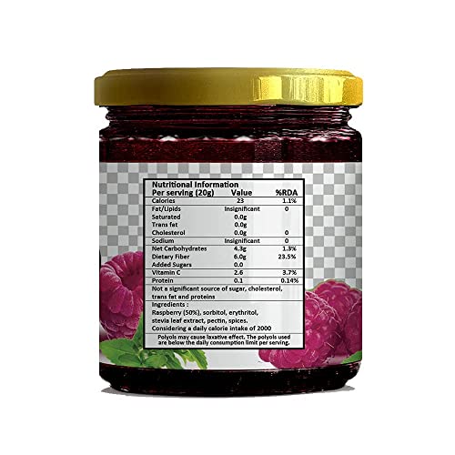 Image of Vistevia Sugar Free Apple & Raspberry Jam (220gm x 2) | Diabetic & Keto Friendly | Sweetened with Stevia | 100% natural | More than 60% whole fruit | Tastes delicious