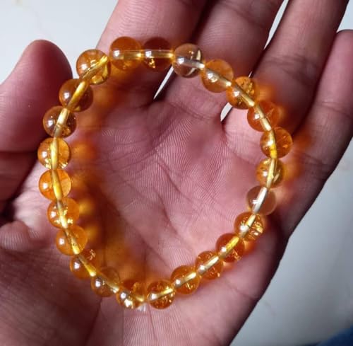 Image of Natural Citrine Crystal Bracelet for Men & Women - 8mm Yellow Citrine Gemstone Bead Bracelet for Wealth, Prosperity, Success, Reiki, Chakra Healing, Meditation & Positive Energy (Pack of 1)