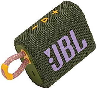 JBL GO 3 - Wireless Bluetooth portable speaker with integrated loop for travel with USB C charging cable, in green