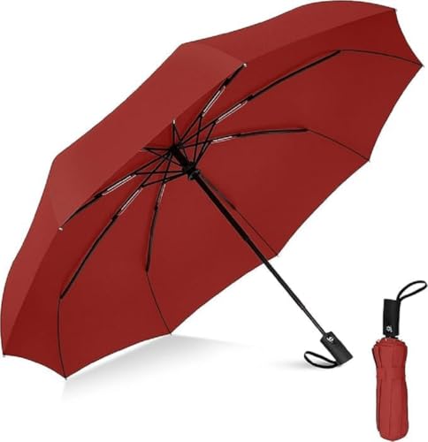 Image of QONETIC Portable Auto Open Close Travel Umbrella for Men & Women, Windproof Folding Umbrella for Rain, Compact Waterproof Umbrella, Lightweight 3 Fold Design for Daily Travel & Office Use
