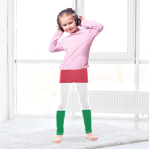 Flag of Italy Printed Girls' Everyday Pull-on Leggings Full-Length Comfy Pants4