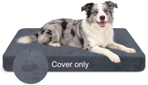 DUJUIKE 100% wasserdichter Ersatzbezug für Hundebett, weicher Plüschbezug, Samt-Matratzenbezug für Hunde, Waschbarer, Abnehmbarer Hundebezug, Hundematratzeneinlage mit Gummiband(Du