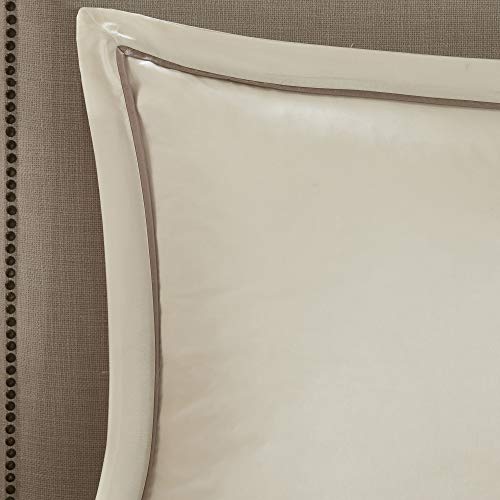 Madison Park Essentials Room in a Bag Faux Silk Comforter Set - Luxe Diamond Tufting All Season Bedding, Matching Curtains, Decorative Pillows, Ivory King(104"x92") 24 Piece