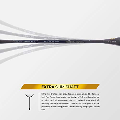 Image of Apacs Z-Ziggler (Unstrung, 38 LBS Max Tension) 6.4mm Slim Shaft | Made in Vietnam | 100% Japanese Graphite Badminton Racket with Free Full Cover | G2-4 1 /8 inches (Grey)