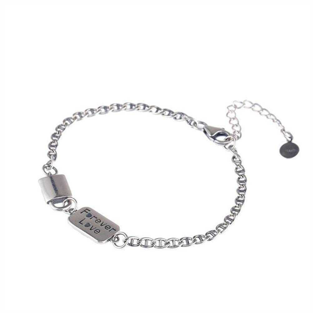 LNNSHX S925 Silber Retro-Stil Thai-Silber-Armband, Glücksarmband, Herren- und Damen-Schloss, Silberschmuck, Thai-Silber, 18 + 4 cm, Thai-Silber, 18 + 4 cm (Silber)