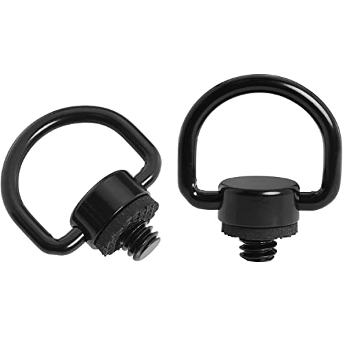 LUORNG 2 Pack D-Type Screw Stainless Steel D Ring Screw Hinged Holder Camera Fixing Screw for Tripod DSLR Cameras for Quick Release Wrist Strap Sling, Black