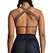 Aoxjox Women's Workout Sports Bras Square Neck Emma Cross Back Fitness Training Gym Bra Yoga Crop Tank (Fudge Coffee, X-Small)