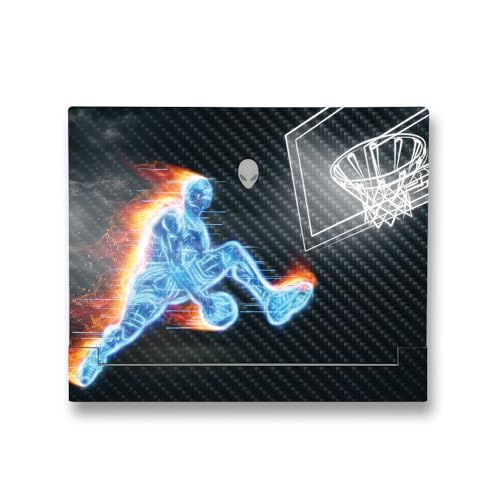 Image of MightySkins Carbon Fiber Skin Compatible with Alienware X14 R2 (2023) Full Wrap Kit - Glow Basketball | Protective, Durable Textured Carbon Fiber Finish | Easy to Apply | Made in The USA