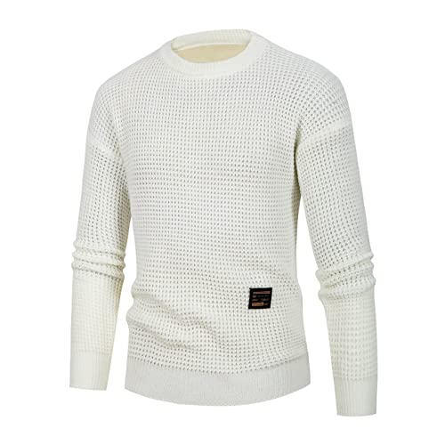 Manteau lourd pour homme tricoté en polaire épaisse blanche taille XXL