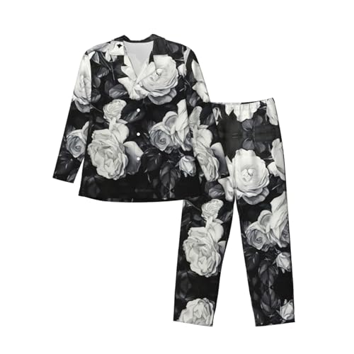 Pyjama doux homme noir et blanc à manches longues pour la relaxation