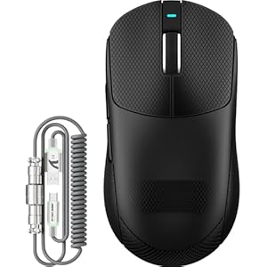 ATTACK SHARK X8 Plus Kabellose Gaming-Maus mit C06 Ultra LED-Kabel, 55g SUPERLEICHT, für große Hände, PixArt PAW3395PRO Sensor, BT/2.4G Wireless/USB, 40000 DPI, 500mAh Akku (Schwarz&Klebeband)