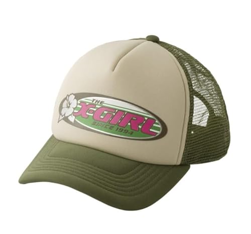 [エックスガール] キャップ HIBISCUS OVAL LOGO TRUCKER CAP レディース OLIVE
