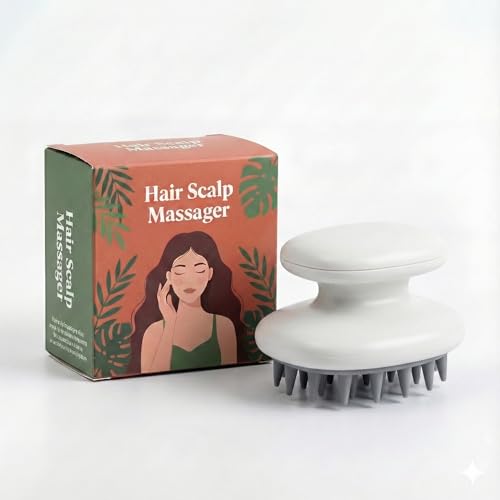 Image of Novo Baby Hair & Scalp Massager Brush with Oil /Shampoo Compartment & Soft Silicone Bristles | Head Massager for Scalp Massage | Hair Massager for Hair Growth | Dandruff Removal Tool for Men & Women (Cream)