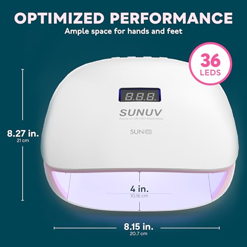 SUNUV LED UV Nail Light, 48W UV Lamp for Gel Nails Polish with 4 Timer Settings, LCD Display Removable Base, SUN4S Pink - Thumbnail 4