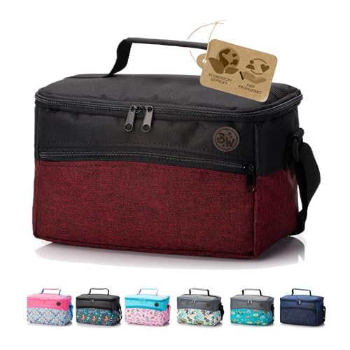 BambiniWelt by Rafael K. Tasche für Hörwürfel Toniebox und Tigerbox Touch Aufbewahrung für Tonies Hörfiguren Starterset Transporttasche Tragetasche verstellbar mit Reißverschluss (Bordeaux meliert)