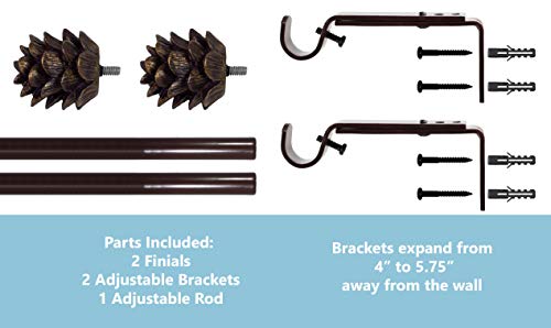 Urbanest Pinecone Adjustable Window Treatement Single Curtain Rod, 28"-48", Oil Rubbed Bronze (Orb) #TOP3