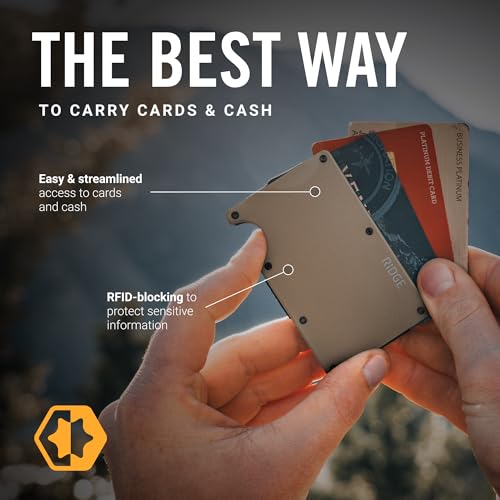 Image of Ridge Wallets - Slim Minimalist Front Pocket Wallet for Men, RFID Card Holder, Mojave Tan, Hex Ridge