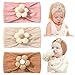 Jollybows 3 Pezzi Fascia Capelli Bambina, Nylon Fasce Capelli Neonata Fiore Fascia Elastica per Capelli Accessori per Capelli per Nascita Bambina Femmina (Beige Rosa Caramello) immagine