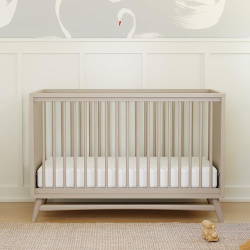 Image of Babyletto Peggy 3-in-1 Convertible Crib with Toddler Bed Conversion Kit in Taupe, Greenguard Gold Certified