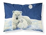 Caroline's Treasures BDBA0429PILLOWCASE Polar Bears Moonlight Snuggle Fabric Standard Pillowcase Lightweight Super Soft Easy Care Decorative Artwork Pillowcase, Standard