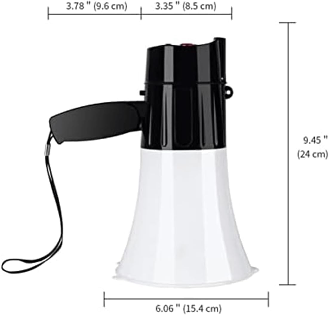 Interiores Exteriores Megáfono De Mano Bullhorn, Megáfonos Alta Potencia 30w, Altavoz Mp3 con Grabación Voz Y Luces Led per Eventi All’Aperto