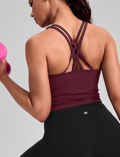 Image of HeyNuts Longline Zeal Bras Medium Impact Wirefree Sports Bras Workout Crop Tank Tops with Removable Pads, A-D Cups