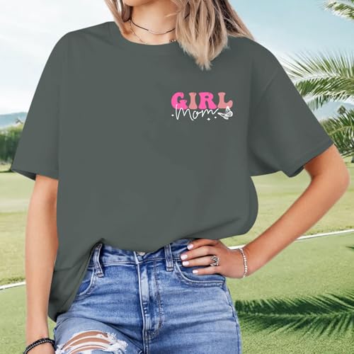 Image of Mama Shirts for Women in My Girl Mom Era Shirt Funny Letter Printed Graphic Tees Casual Tops