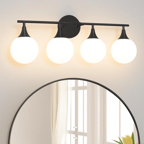 Image of Daunton Modern Matte Black Bathroom Vanity Light - Energy Efficient G9 Base Bathroom Lighting Fixtures Over Mirror, Anti-Glare 26 Inch Soft Illumination for Makeup & Shaving, Stylish and Affordable