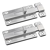 2 Pack Door Bolt, 3 Inches Slide Latch Lock, Surface Mounted Slide Bolt for All Types of Internal Doors, Brushed Finish Sliding Bolt Lock