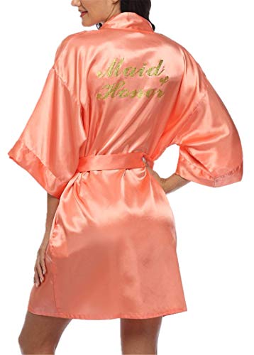 Image of Giova Women Bridal Robe for Bride and Bridesmaid Getting Ready Wedding Party Bathrobe