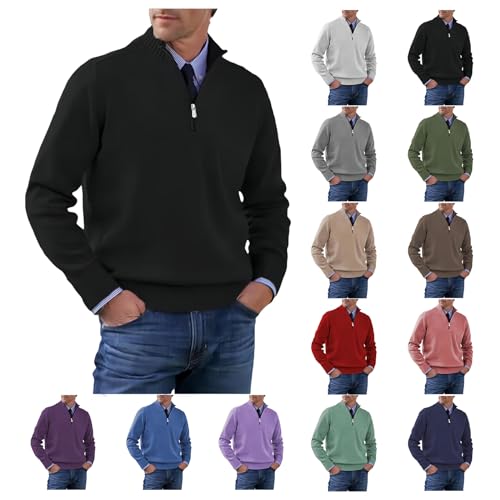 Men's Cardigan Sweaters Plus Size Zip Up Stand Collar Warm Slim Fit Cable Knitted Sweater3