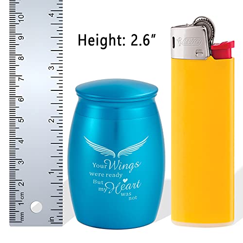Image of 2.67 Inches Small Blue Cremation Urns for Human Ashes Keepsake, Mini Wings Urns for Human Ashes Adult Male or Female
