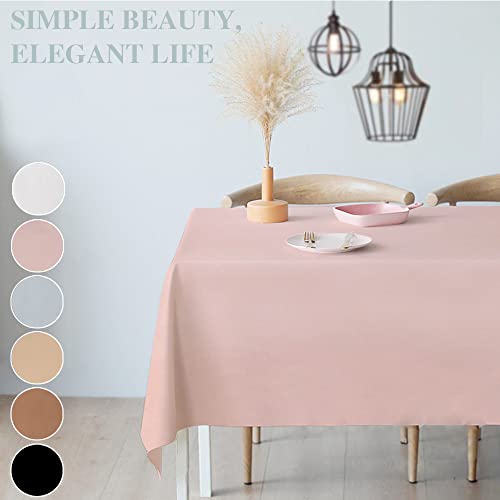 Aijoviko Table Cloth For Rectangle Tables Soft Leather Tablecloth Waterproof Wipeable Table Cover For Parties,Picnic And Camping Outdoor Tablecloths(Blush 54"X84") #TOP1