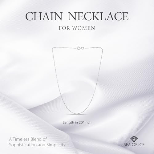 SEA OF ICE Sterling Silver 1mm Diamond-Cut Bar Station Rolo Chain Necklace For Women, Size 14" - 36" Italy2