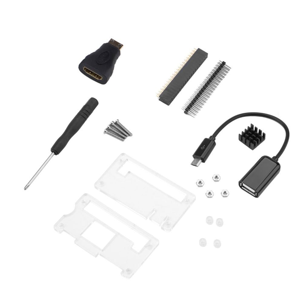Chiffonade Basic Protective Case Suite Kit Compatible with Raspberry Pi Zero/for Zero W, Includes Heat Sink, OTG Cable, and 40-Pin GPIO Accessories