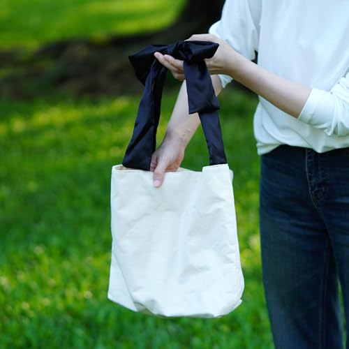Bolso Tote de Lona Gruesa con Moño Estilo Coqueta miniatura 5