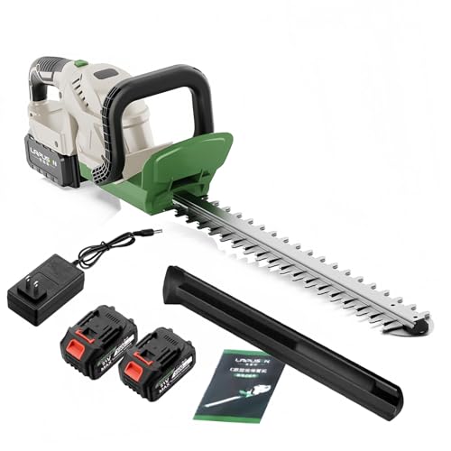 Cortasetos Eléctrico Inalámbrico, Cortasetos de 24V con Baterías de 3900mAh, Cortador de Césped de Mano con Cuchilla de Doble Acción de 51cm, para Reverdecer Casas, Parques y Carreteras,2 Battery