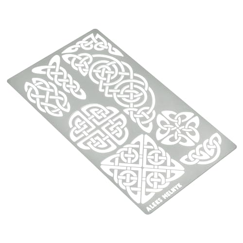 Aleks Melnyk #37 Metal Journal Stencils/Celtic Knot Set/Stainless Steel Stencils Kit 3 PCS/Templates Tool for Wood Burning, Pyrography and Engraving/Scrapbooking/Crafting/DIY