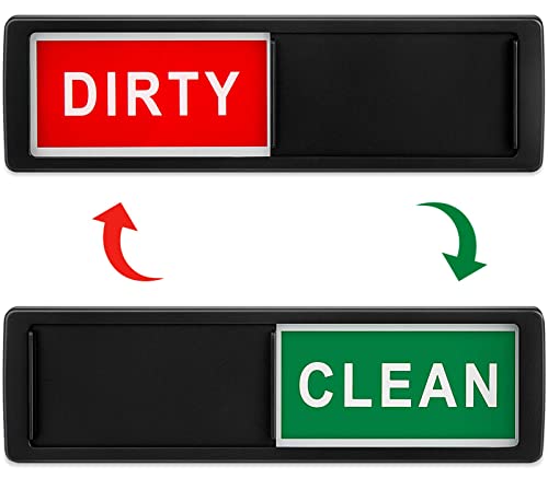 Dishwasher Magnet Clean Dirty Sign Shutter Only Changes When You Push It Non-Scratching Strong Magnet or Adhesive Options Indicator Tells Whether Dishes are Clean or Dirty (Black)