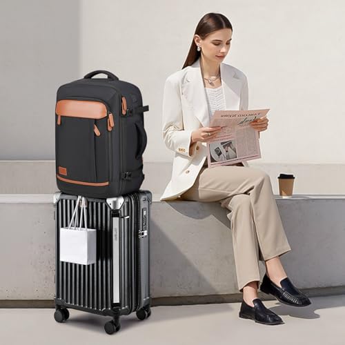 Image of Joyway 20in Carry On Luggage with Cup Holder and USB Port, 25% Expandable Capacity, Smart Suitcase with Anti Slip Wheels and Backpack, Perfect for Men and Women 3 Piece Set Black