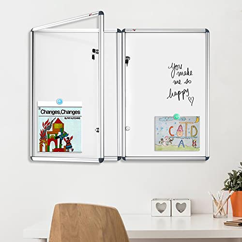 Viz-Pro Tamperproof Lockable Magnetic Dry Erase Board Class 1 Aluminium Framed 48X24 Inches #TOP6