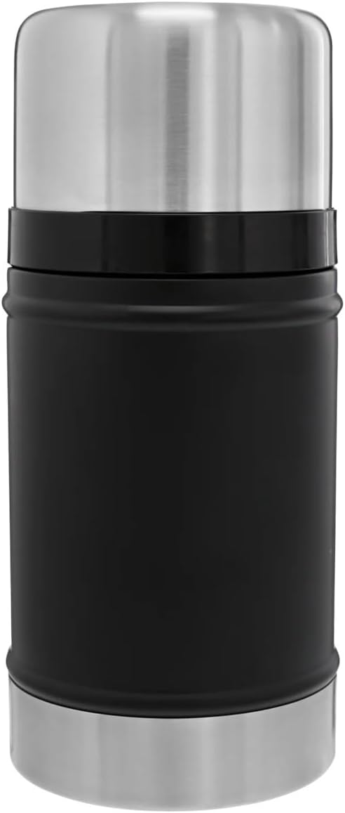 Stanley Classic Food Jar 24 oz | Vacuum Insulated Thermos Food Container | Wide Mouth Screw On Lid | Stainless Steel | BPA-Free | Black 2.0