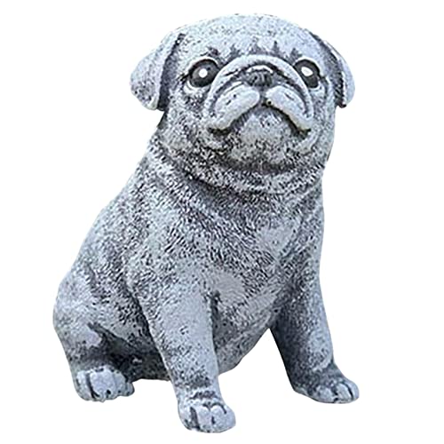 MagiDeal Lovely Pug Resin Statue Lawn Patio Decoration, Garden Gnome Statue Perfect for Many Occasions Hand Painted Lightweight Funny