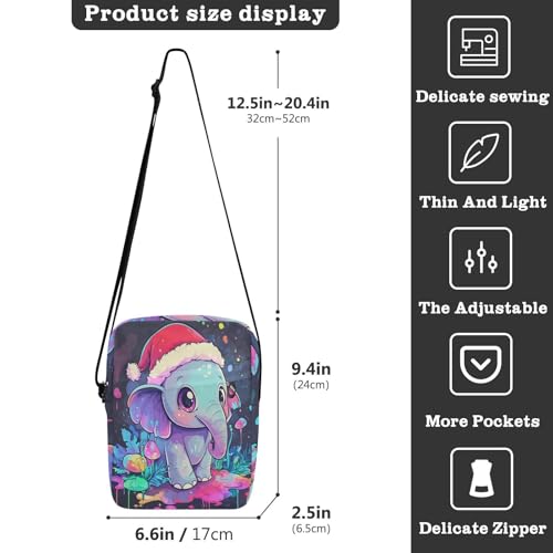 mens messenger bag Shoulder Crossover Bag Casual Everyday Purse Adjustable Strap for work work - Cute Elephant Dripping Paint3