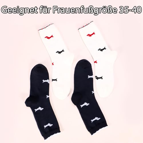 trabag 3 Paar Dackel Socken 39-42, Dackel Deko Geschenke für Damen, Geschenk für Hundebesitzer, Lustige Dachshund Socken für Frauen, Geschenk für Frauen