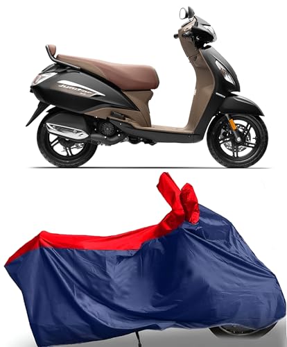 AutoCart Bike Scooty Motorcycle Cover for Premium Bike (Red an Blue Color) Also Suitable for All 125 CC Bikes and Scooty and Upto 150cc Pack of 1 | Design for TVS Jupiter 125
