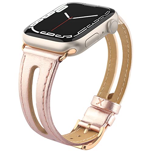 Tuocal Genuine Leather strap Compatible with Apple Watch strap 38mm 40mm 41mm 42mm(Series 10)