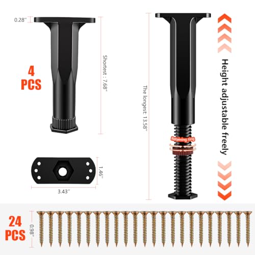 Image of HASTHIP 4Pcs Telescopic Bed Beam Support, 551lbs Loading Capacity, 7-13'' Adjustable Robust PP Frame Slat Support Legs for Platform Beds, Box Springs, and Wooden Bed Frames
